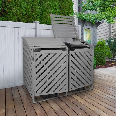 Mülltonnenbox 2er Tonnen Müllbox Mülltonnenverkleidung Holz Gartenbox 2 x 240L