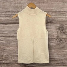 Belford Saks Fifth Avenue 100% Cashmere Sweater Women's Medium Cream Sleeveless