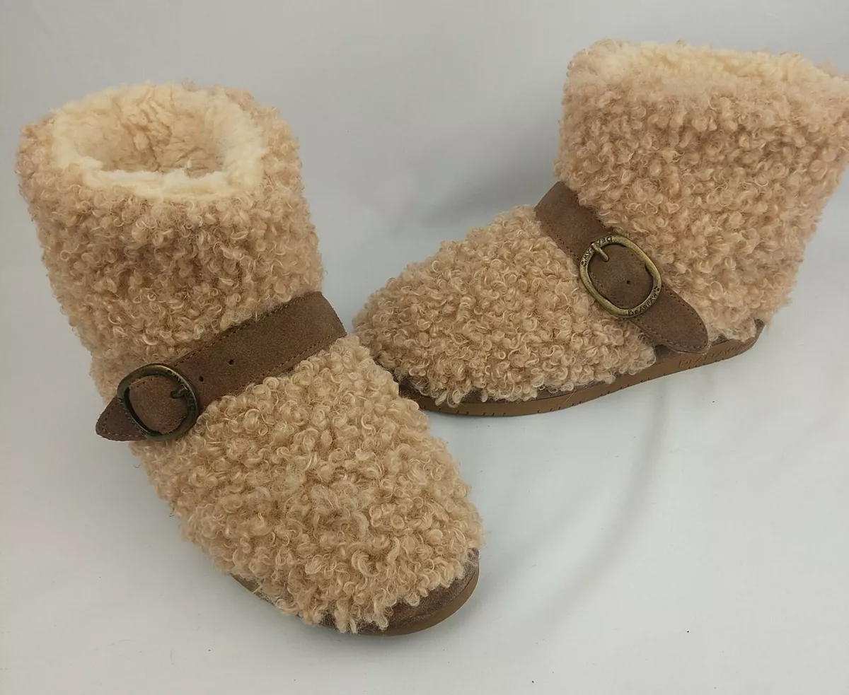BEARPAW Girls Treasure Youth Taupe Beige Wool Blend Boots Size 5 Youth