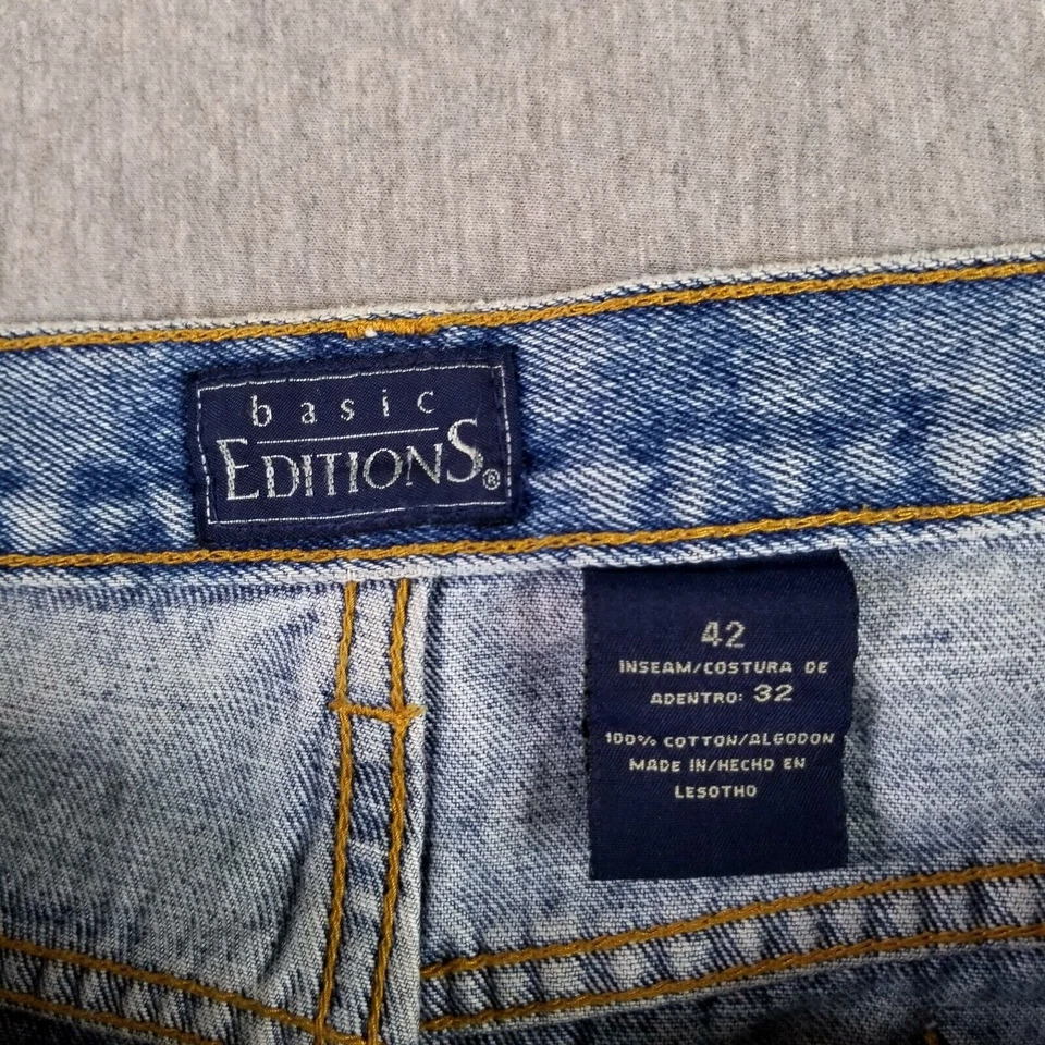 Basic Editions 42x32 Blue Jeans Vintage Classic Denim Work Faded Broken In - Image 4 of 4