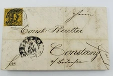 1856 Thurn und Taxis 9 Kreuzer Stamp Old Cover & Letter Germany German Document