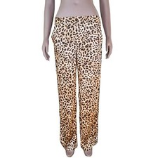 Zara Leopard Print High Waisted Wide Leg Pants Summer Satin Pants Size XS