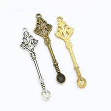 40pcs 60*15MM Handmade Crafts The spoon Hollow out Alloy Charm Pendant H0529