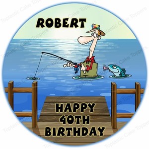 Fishing Baking Accs Cake Decorating Fisherman Edible Round