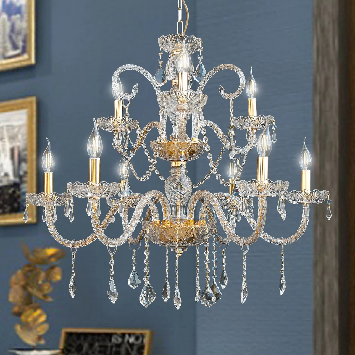Chandelier Classic 6 3 Lights Crystal Gold Living Room Sitting Room Design Op