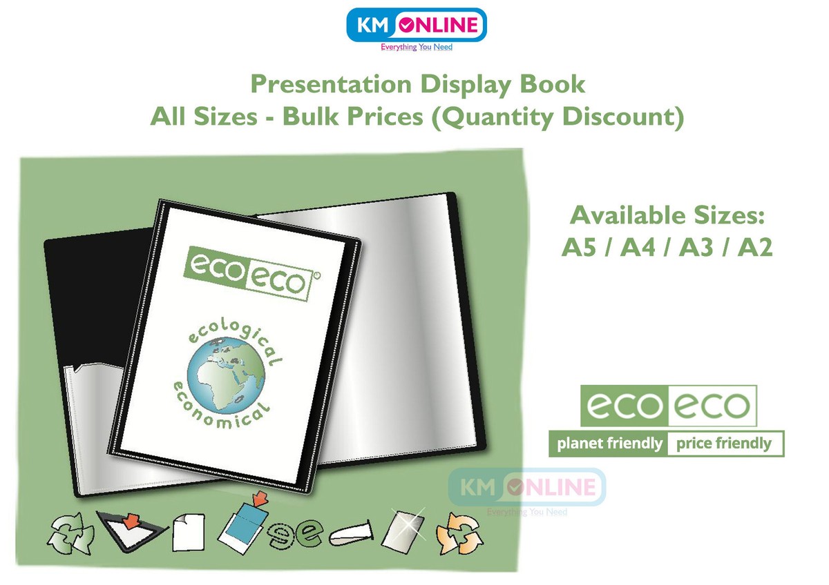 Home Storage Lotus A3 Display Book-Premium Black 60-Pocket Presentation Folder For A3 Paper