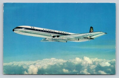 Olympic Airways Comet 4B Airplane Rolls Royce Powered Vintage Airline Postcard