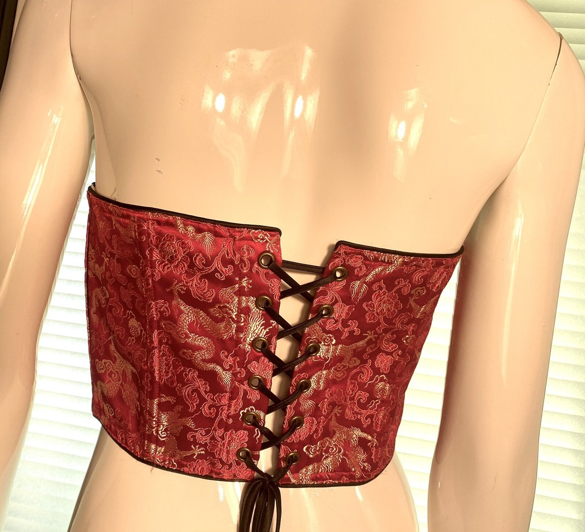 victorias secret corset oriental asian dragon red size M/L | eBay