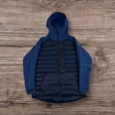 Nike Tech Puffer Jacket Hybrid Fleece Aeroloft 800 Hooded Blue Large