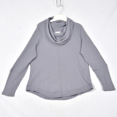 Cupio Sweater Women's Size Large Grey Cowl Neck Knit Long
