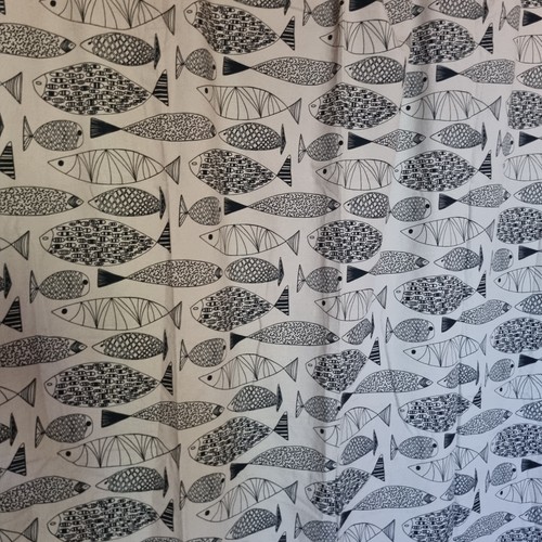 Swedish vintage fabric Hemtex, curtain panel, Fish print eBay