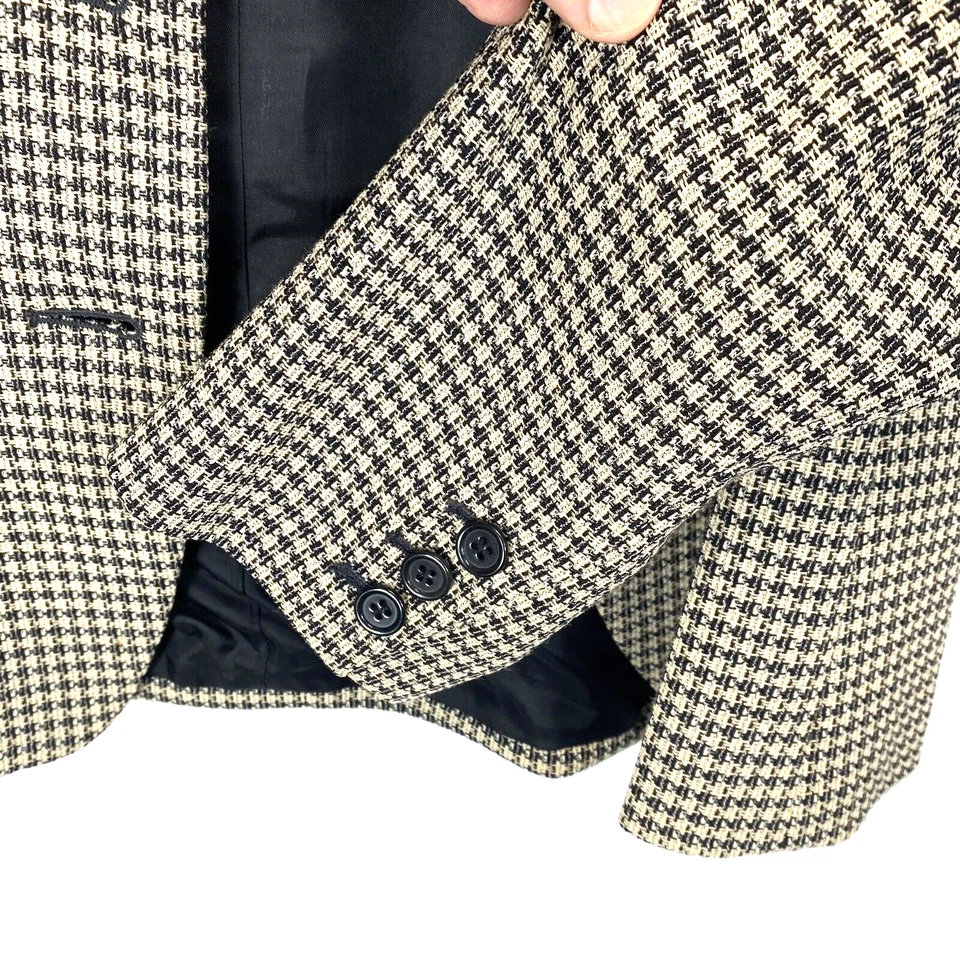 ANN TAYLOR PETITES ЖЕНЩИН SZ 6P BLAZER КУРТКА ШЕРСТИ СМЕСЬ ЗЕЛЕНЫЙ/БЕЖЕВЫЙ HOUNDSTOOTH - Изображение 3 из 4