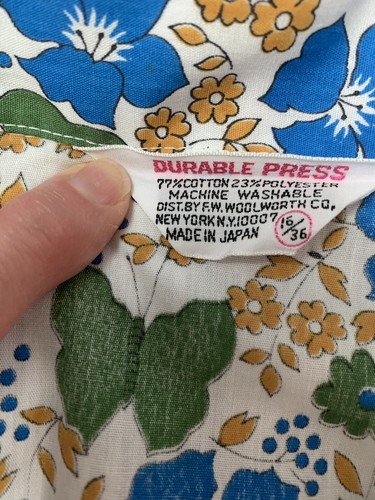 VTG Vintage Durable Press Woman's Roll Up Sleeve Blouse Boxy Japan Size 36 New - Picture 3 of 11