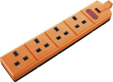 Masterplug Permaplug ELS134O-01 Orange Heavy Duty Trailing 4 Gang Socket