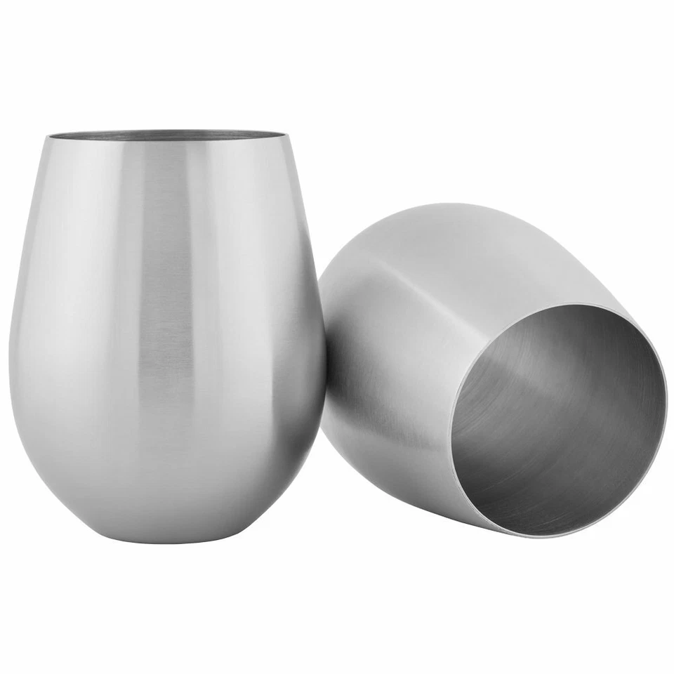 Copas de vino sin tallo de acero inoxidable (4 copas) Foto 2 de 4