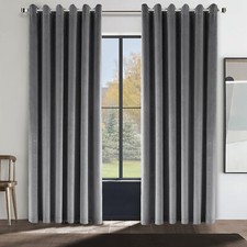 Luxury Heavy Velvet Curtains PAIR of Eyelet Ring Top Fully Lined Ready Made