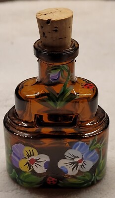 Hand Painted Perfume Amber Puce Colorful
