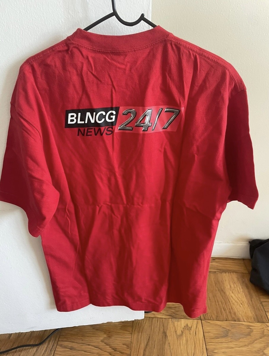 Balenciaga ss20 24/7 news tshirt red