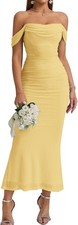 Off The Shoulder Maxi Long Dress Ruched Cocktail Formal Wedding Guest Dresses