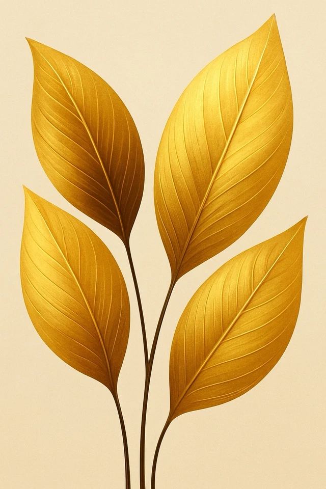 Pôster de arte de parede botânica folha de ouro luxo sem moldura decoração moderna 24x36 - Imagem 2 de 3