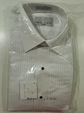 Neil Allyn White Pleated Tuxedo Dress Shirt S 30/31 Long Sleeve Point Collar