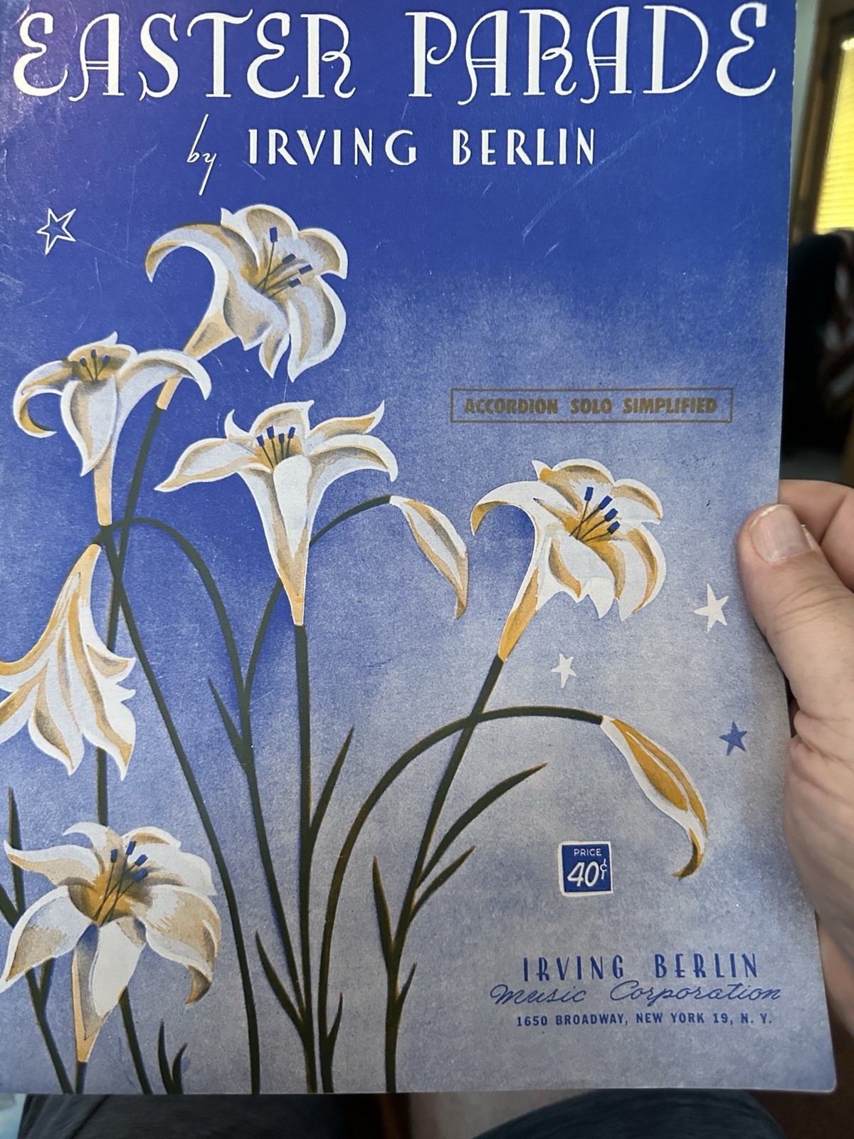 O Irving Berlin sheet music EASTER PARADE Accordion Solo Simplified