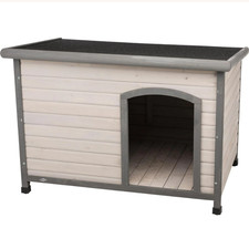 TRIXIE Natura Classic Dog House Flat Hinged Roof Adjustable Legs Gray Large OpnB