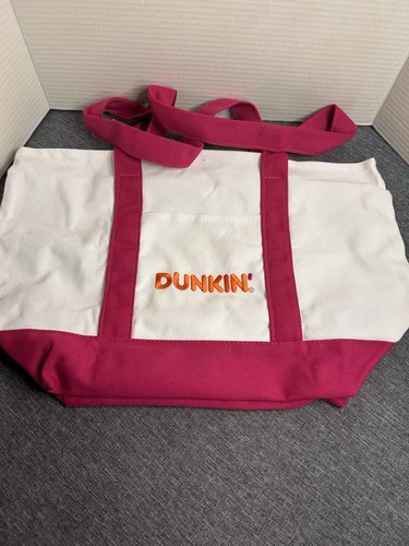 Dunkin Donuts Canvas Tote Bag Limited Edition Pink/White Reusable Beach Shopping
