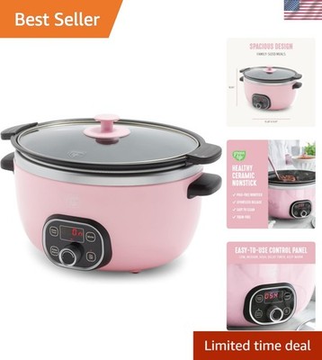 6QT Slow Cooker, Non-Toxic PFAS-Free Ceramic Nonstick Removable Interior Bowl...
