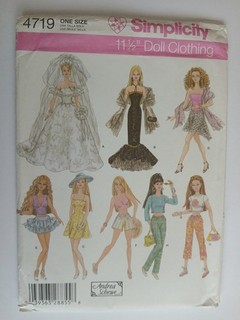 Uncut Barbie 11.5" Doll Clothes Sewing Pattern Simplicity 4719