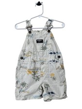 OshKosh B'gosh Cream Tropical Print Toddler 100 Cotton Overalls Size 18 Months