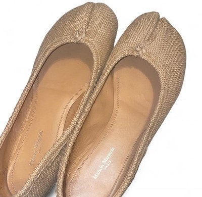 Maison Margiela Women's Tabi Beige Jute Ballet Flats Sz 38 US 8
