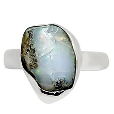 Natural Ethiopian Opal Rough 925 Sterling Silver Ring s.7 Jewelry R-1001