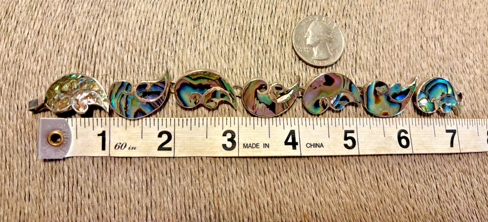 UNIQUE 925 Sterling Silver Abalone Shell Bracelet… - image 4