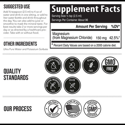 Liquid Magnesium | 8 Oz - Ionic Magnesium Chloride, Highest & Fastest Absorpt...