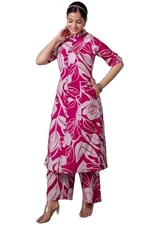 GoSriKi Women's Rayon Viscose Straight Printed Kurta with Palazzo