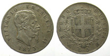 *TRIU* SAVOIA REGNO  VITTORIO EMANUELE II 5 LIRE 1873 Milano ARGENTO