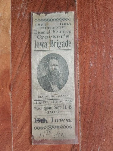Civil War Iowa Brigade Reunion Ribbon 1910