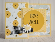 Handmade BEE WELL z-fold card kit of 4