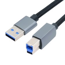 USB 3.0 Type-A Male to Standard 3.0 B Male Cable Silver 5Gbps for Disk SSD Ca...