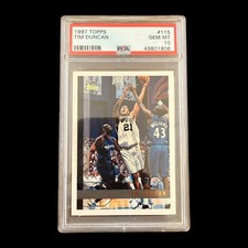 1997 Topps Spurs Tim Duncan #115 Rookie Card RC HOF Gem Mint PSA 10. rookie card picture