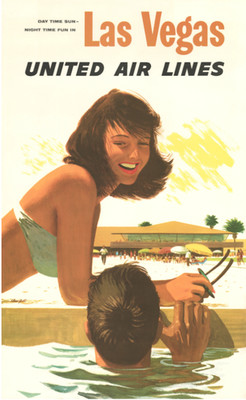 Las Vegas United Airline Vintage Travel Advertisement Poster