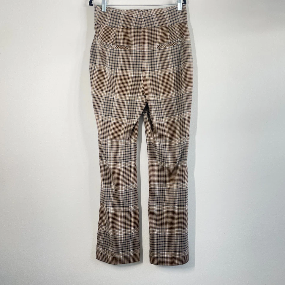Брюки женские Halogen x Atlantic Pacific 10 коричневые клетчатые широкие штанины с высоким подъемом - Изображение 2 из 4