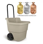 Heavy Duty Resin Rolling Cart Retractable Handle Lawn Garden Utility Use