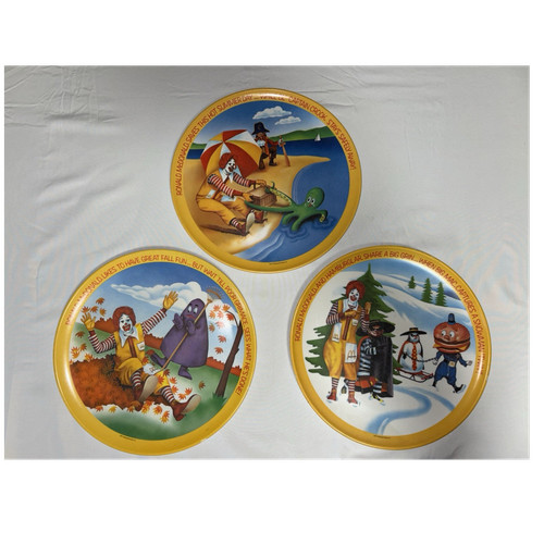 McDonald's 1987 Collector Plates Set of 3 McDonaldland Characters Multicolor