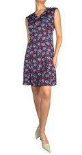 Brooks Brothers Sleeveless Fit & Flare Dress Women's Size 4 Navy Floral Pleated