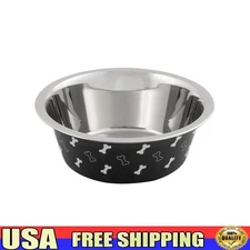 Large Stainless Steel Dog Bowl Non-Skid Heavy Duty Pet Feeding Dish 48oz New