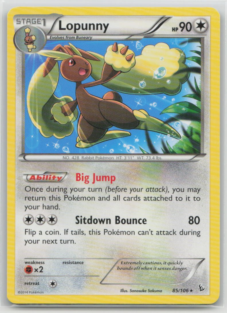 Lopunny 85/106 Rare Flashfire Pokemon Lightly Played