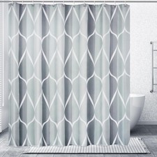 Shower Curtain Grey, Machine Washable, 72x72 Inches, 12 Hooks Included