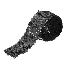 11 Yards 2 Inch Elastic Sequins Trim 5 Row Flat Sequin Strip Black